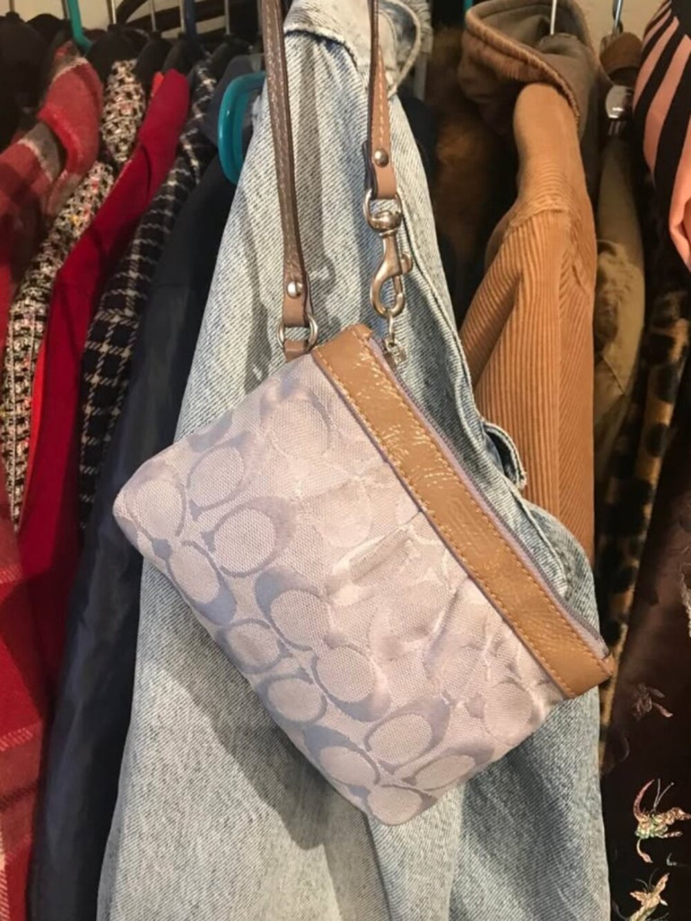 Vintage Y2K Coach Monogram Lilac Purple Wristlet